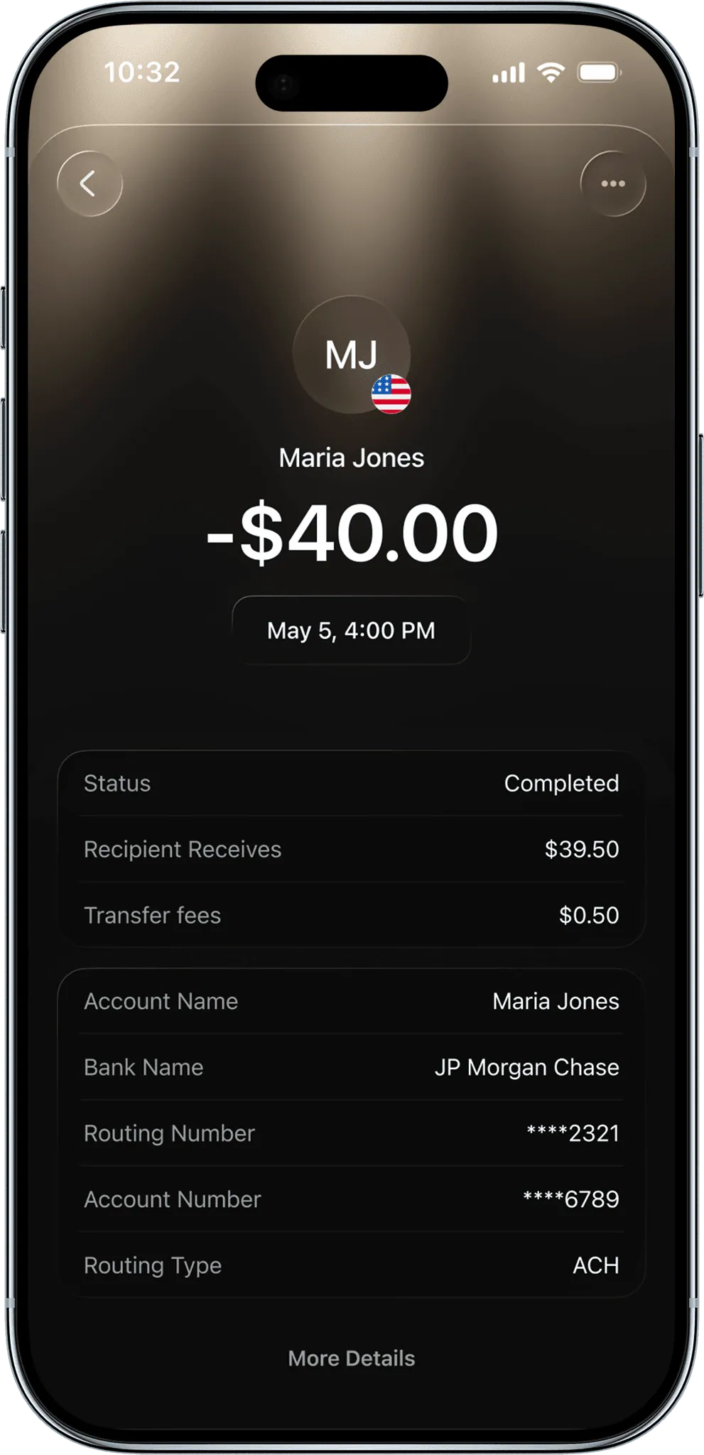 Charter app transaction receipt
